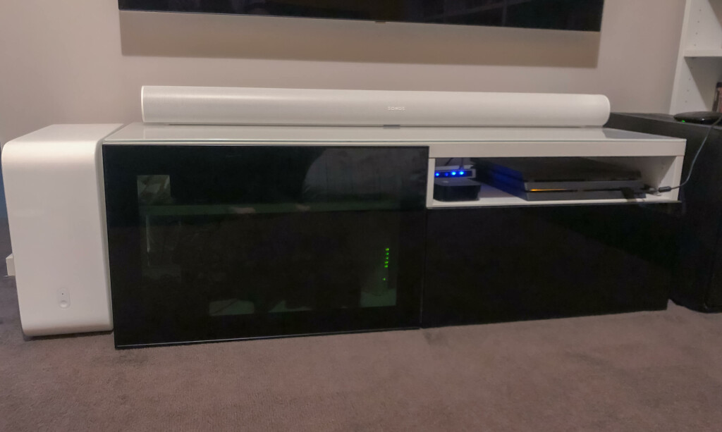Before: GLASSVIK door (left) with a gloss black drawer (right)