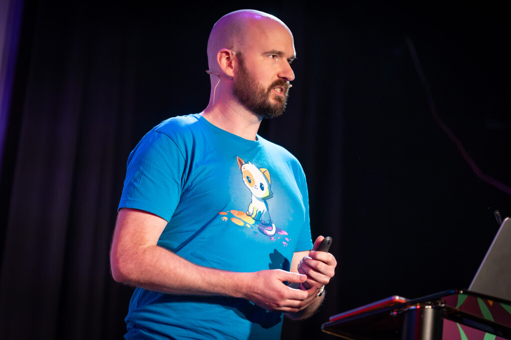 Marty Friedel speaking at Laracon AU 2023