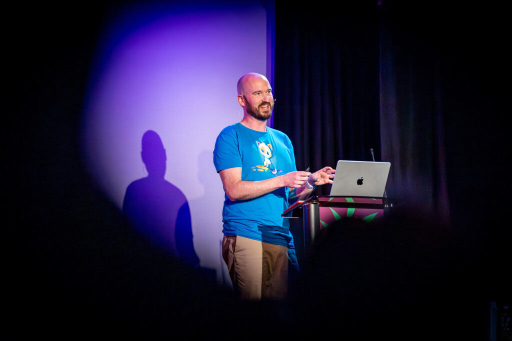 Marty Friedel speaking at Laracon AU 2023