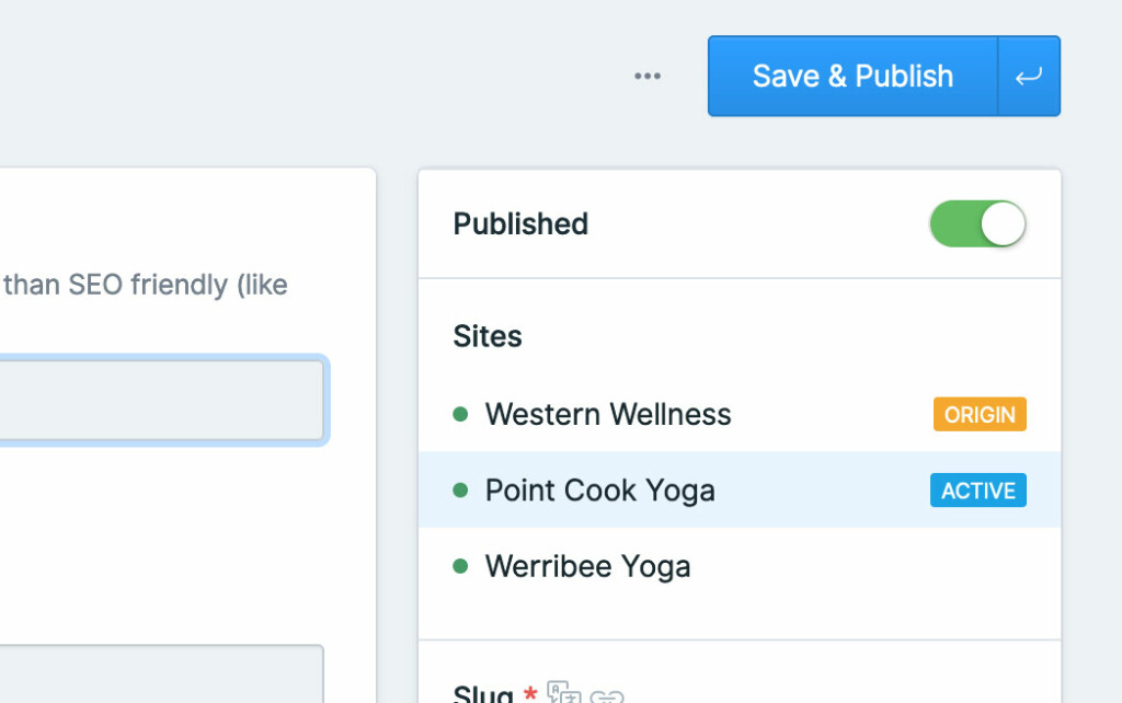 Multiple sites, all active, with the default as the origin for the content