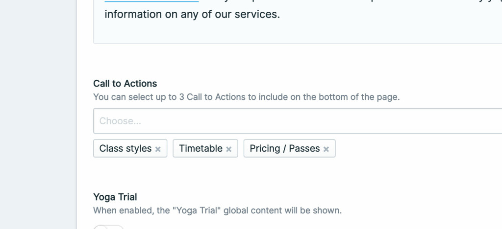 Selecting Entries from the available sites