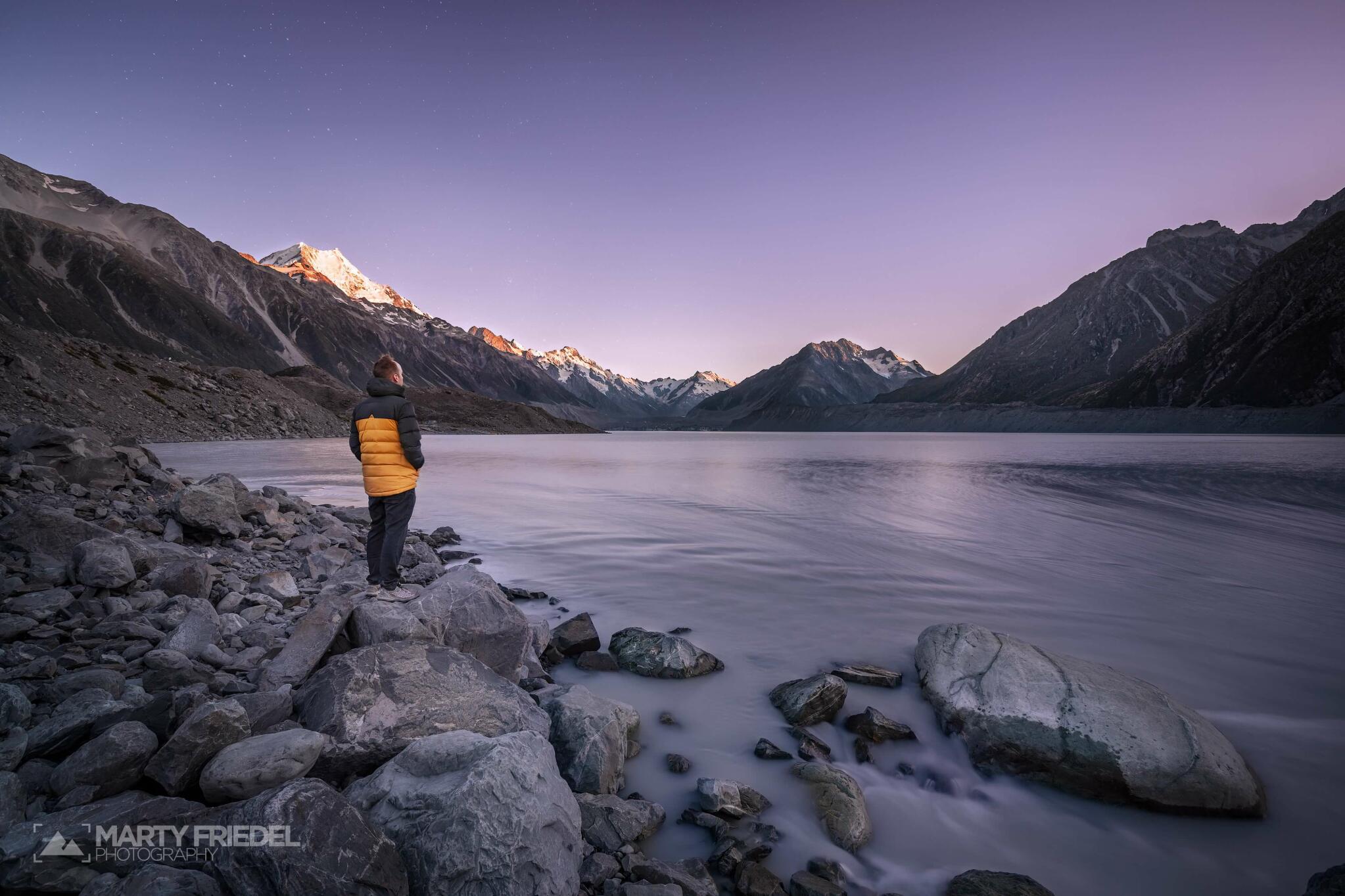 Aoraki (Mount Cook), New Zealand, with a Glide-placed watermark