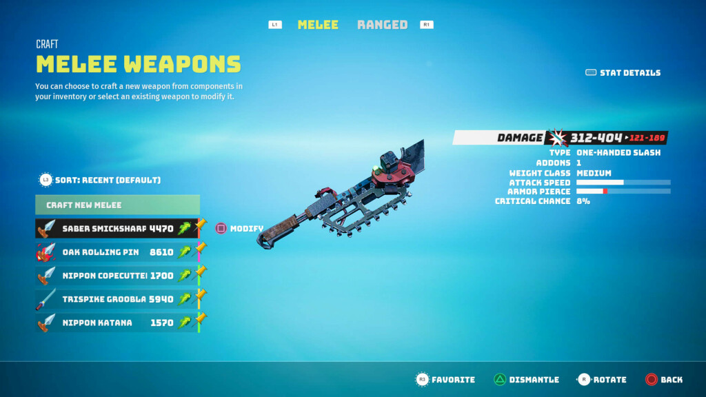 Weapon crafting that is truly off-the-charts bananas